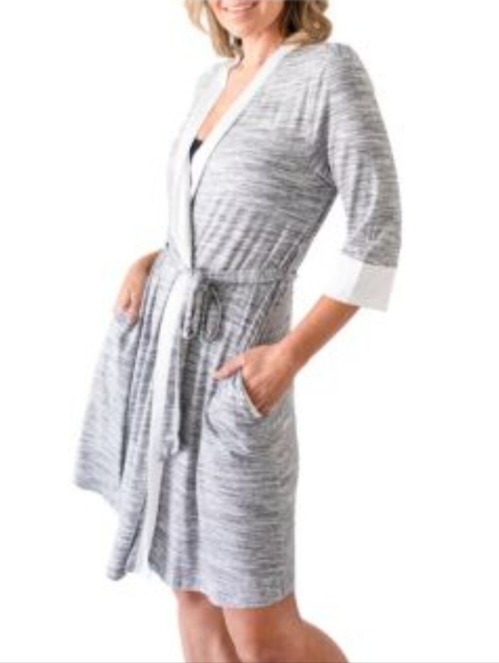 Kindred Bravely Gray and Cream Robe